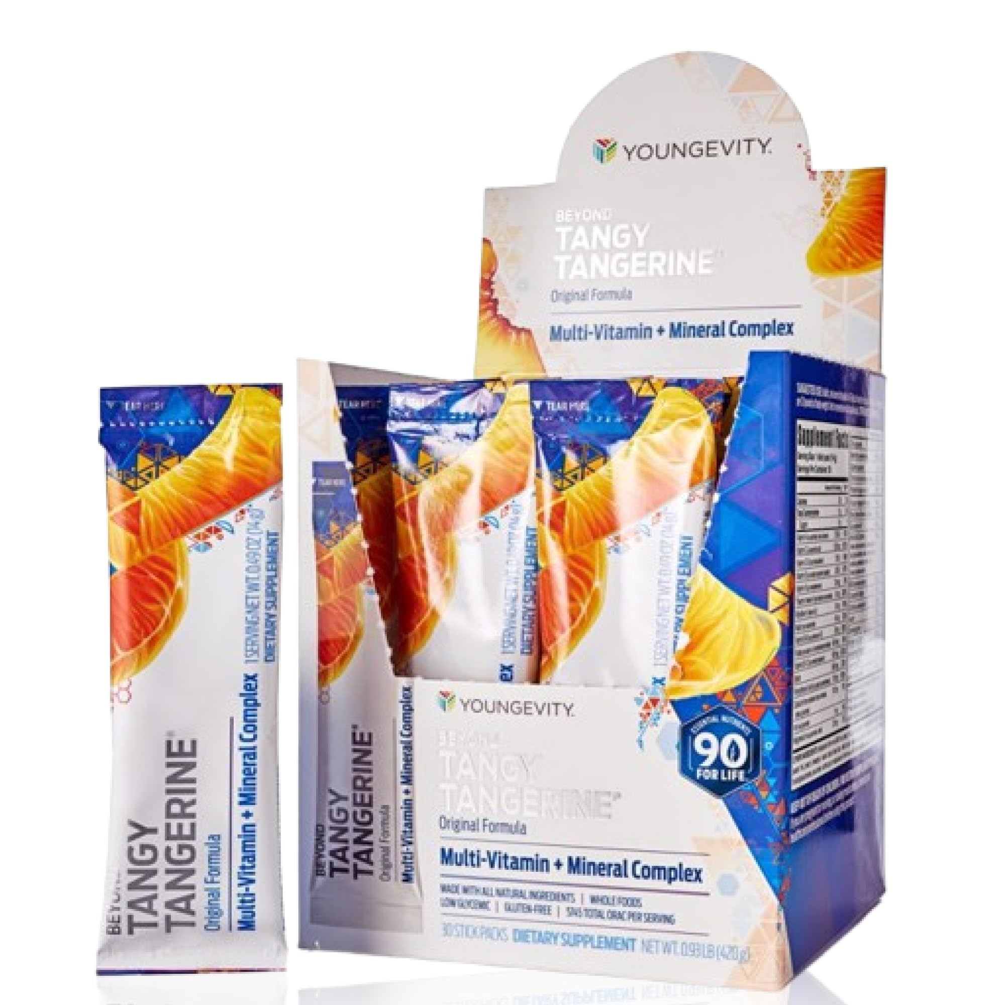 Youngevity Beyond Tangy Tangerine bottle front shows convenient daily nutrition.