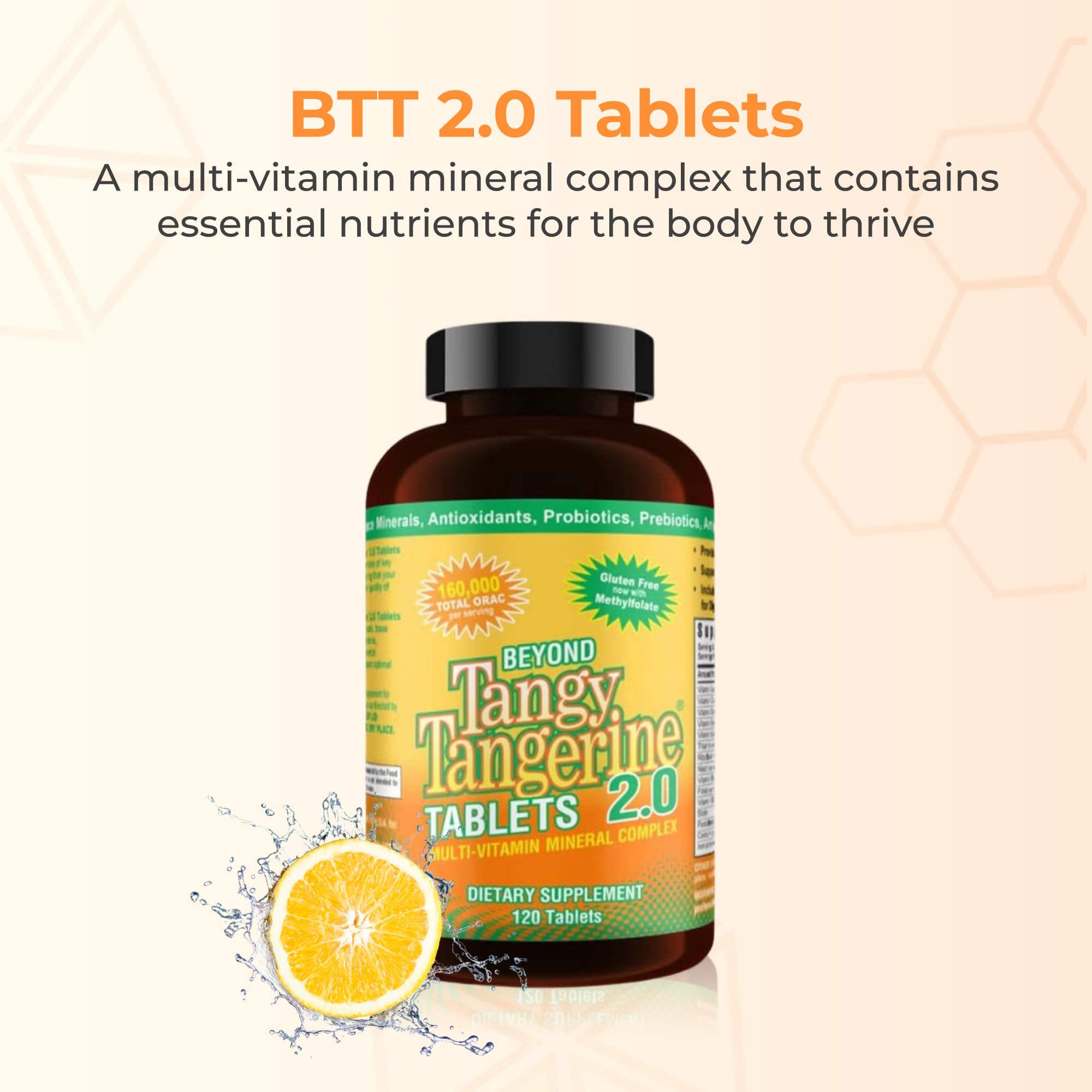 Youngevity Beyond Tangy Tangerine label close-up highlighting organic and antioxidant features