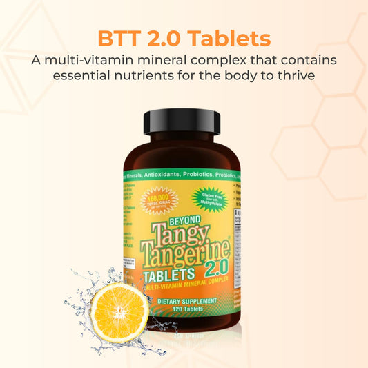 Youngevity Beyond Tangy Tangerine label close-up highlighting organic and antioxidant features