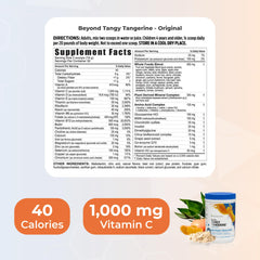 Youngevity Beyond Tangy Tangerine powder dispense shows easy measuring scoop.