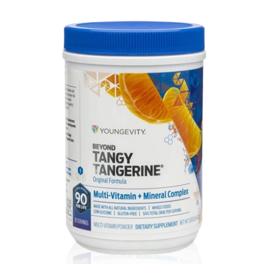 Youngevity Beyond Tangy Tangerine two-pack canister front view for convenient daily nutrition.
