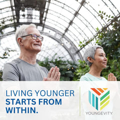 Daily routine with Youngevity capsules and water for consistency.