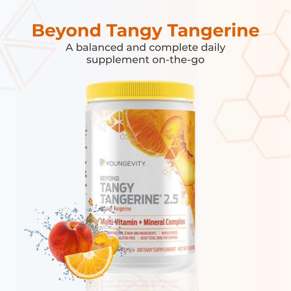 Youngevity BTT 2.5 label close-up highlighting natural ingredients and potency.