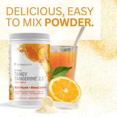 Youngevity BTT 2.5 bottle on shelf, gluten-free and sugar-free daily supplement.