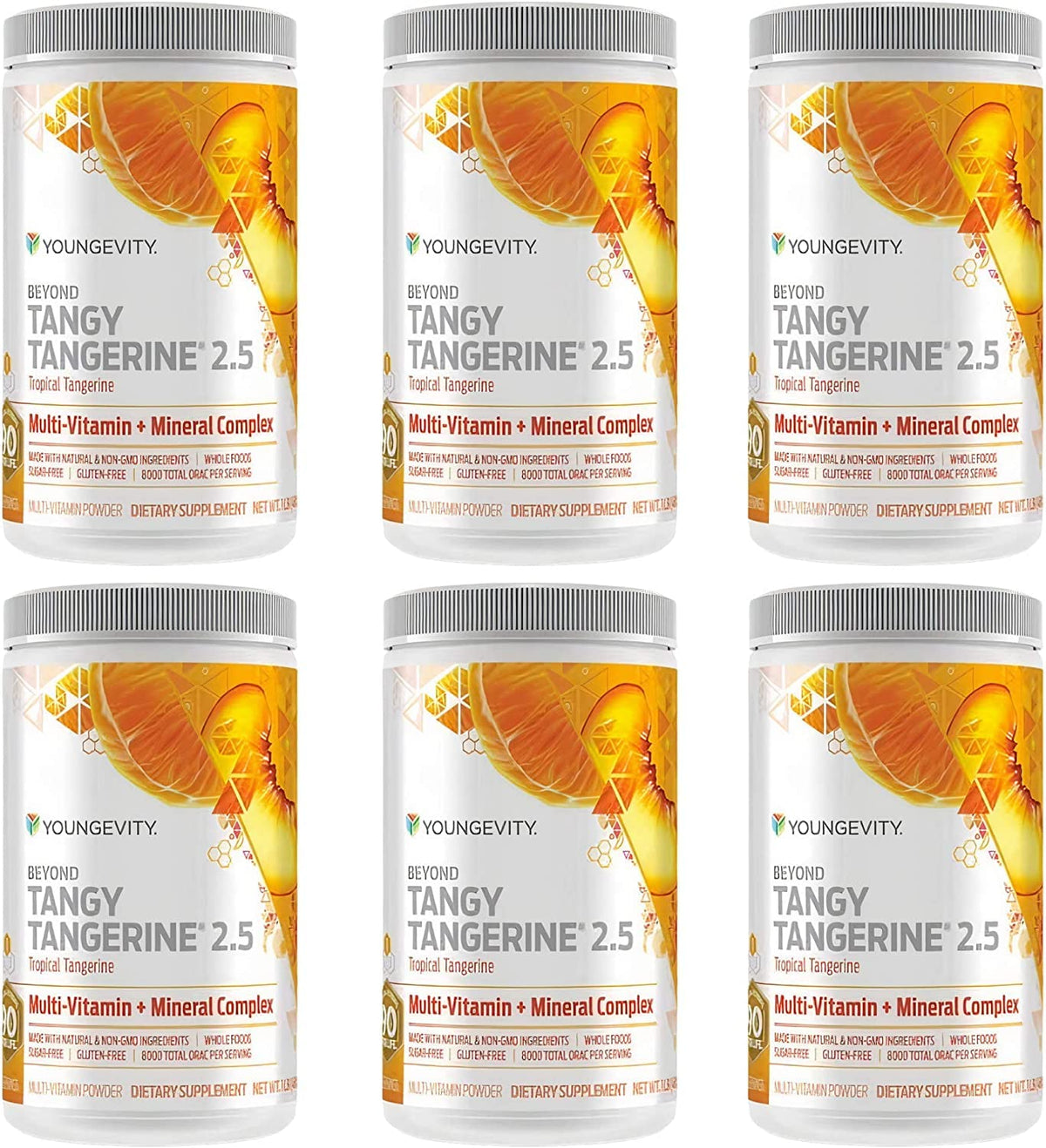 Youngevity BTT2.5 Tropical Tangerine bottle highlights high-potency vitamins for daily wellness.