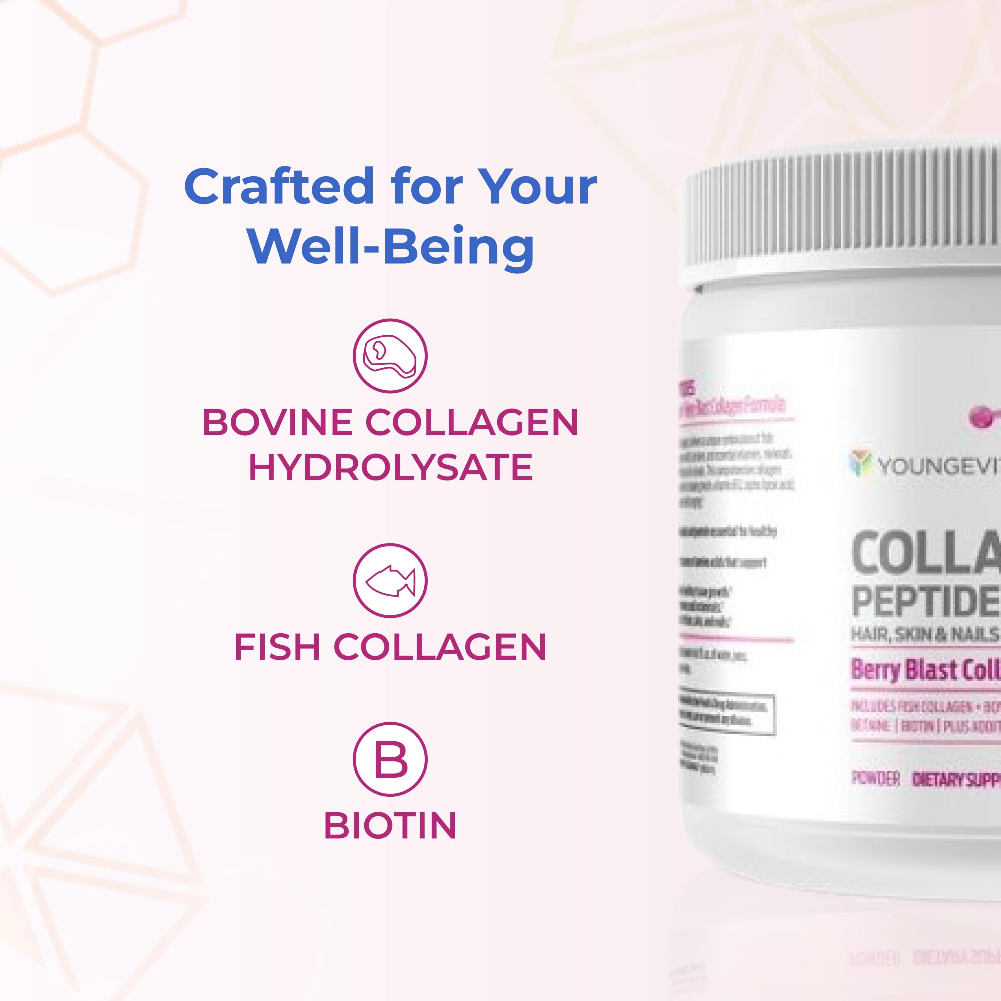 Youngevity Collagen Peptides dissolved in a berry shake