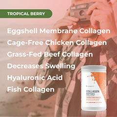 Youngevity Collagen Peptides in a shake with fruits supports flavor and texture.