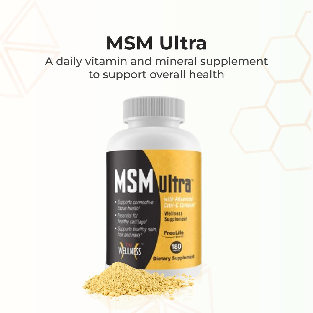 Youngevity Freelife MSM Ultra bottle back with supplement facts
