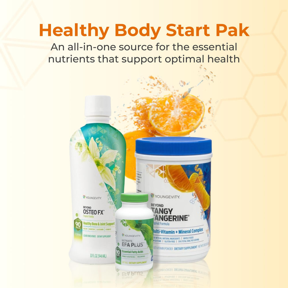 Youngevity Healthy Start Pak bottle back – clear notes for informed daily use.