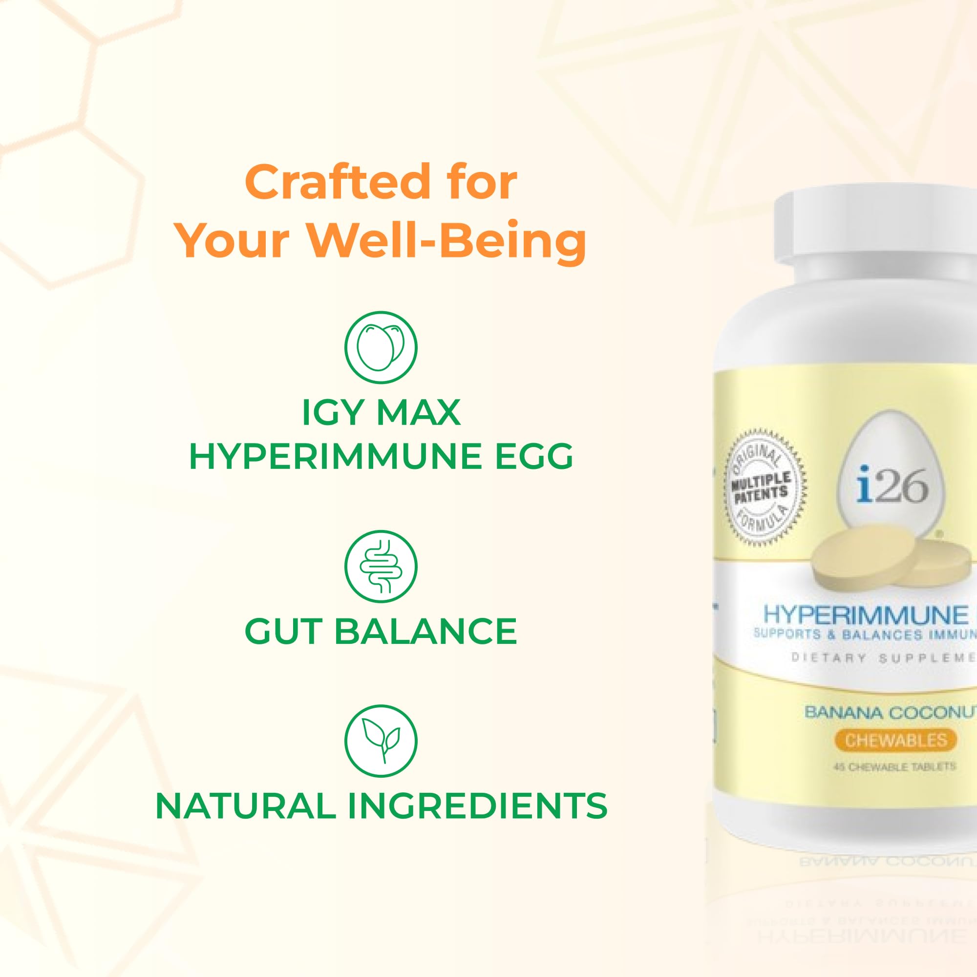 Ingredients panel on Youngevity i26 packaging notes non-GMO and gluten-free benefits