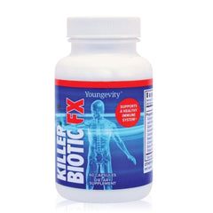 Youngevity Killer Biotic FX bottle highlighting natural immune support for daily wellness.