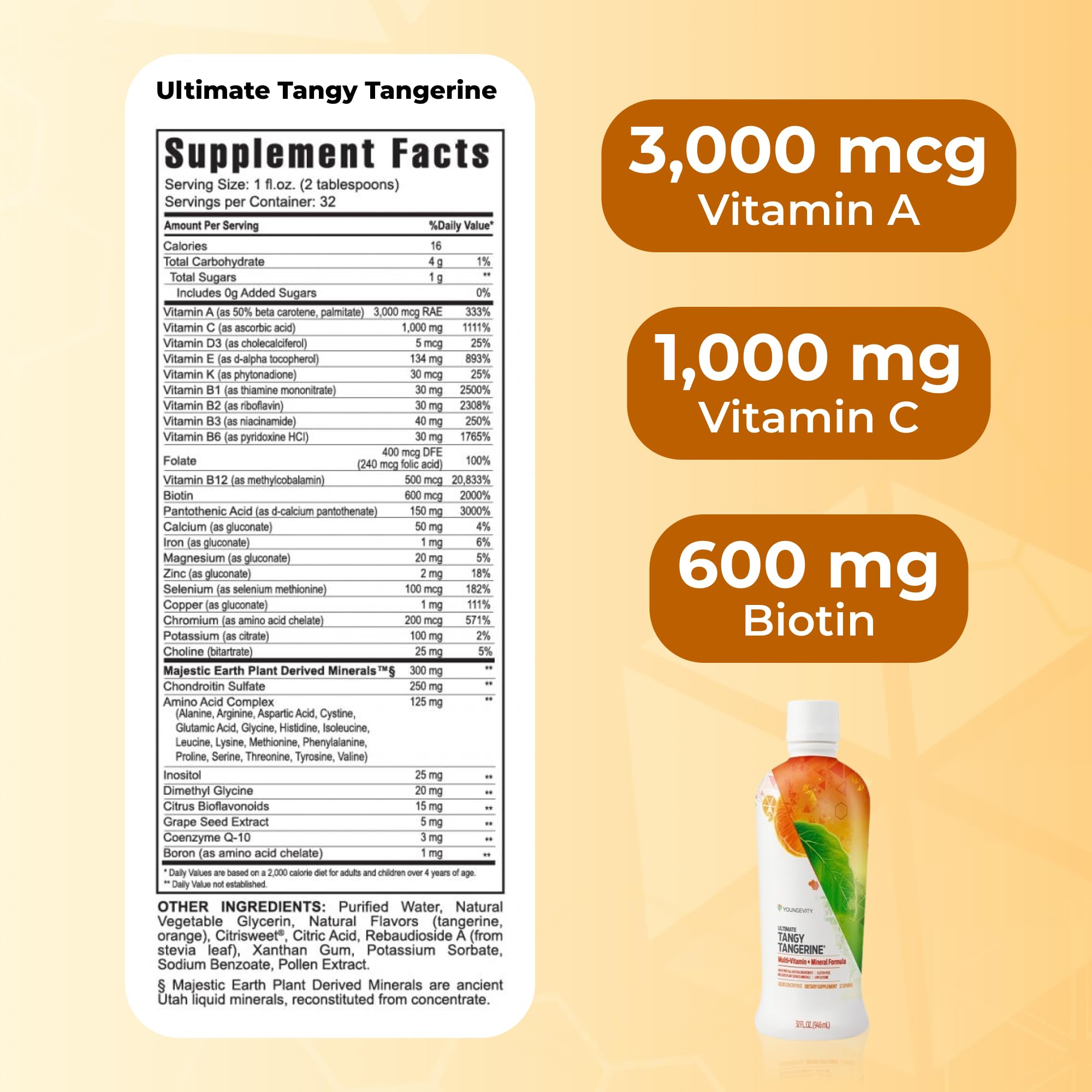 Youngevity Majestic Earth label highlights vitamins, minerals and natural ingredients