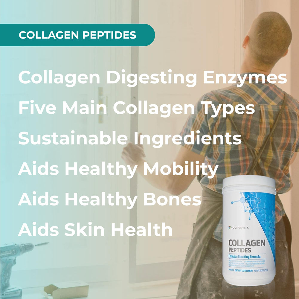 Youngevity Multi-Collagen scoop ready for measuring and mixing into drinks