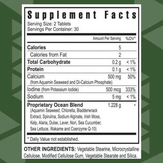 Youngevity Ocean's Gold label highlighting ocean-derived minerals and nutrients.