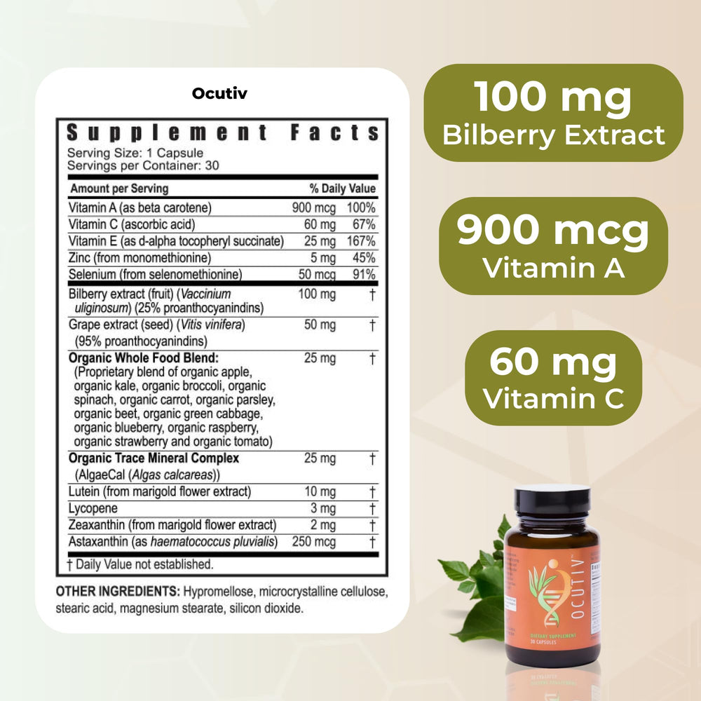Youngevity Ocutiv label detail and branding