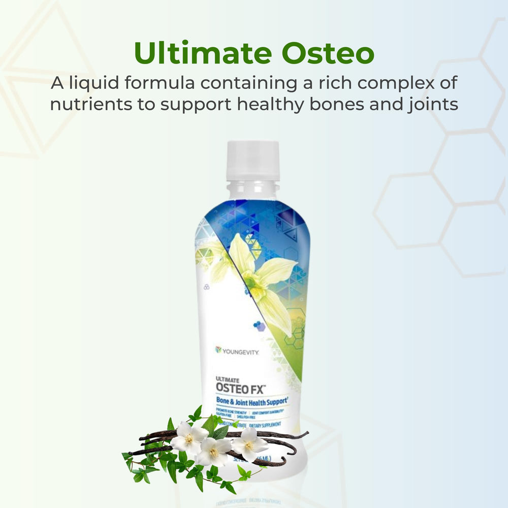 Youngevity Osteo-Fx bottle pour demonstrates convenient liquid format