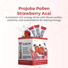 Close-up of Youngevity Pollen Burst label highlighting antioxidant blend and natural caffeine.