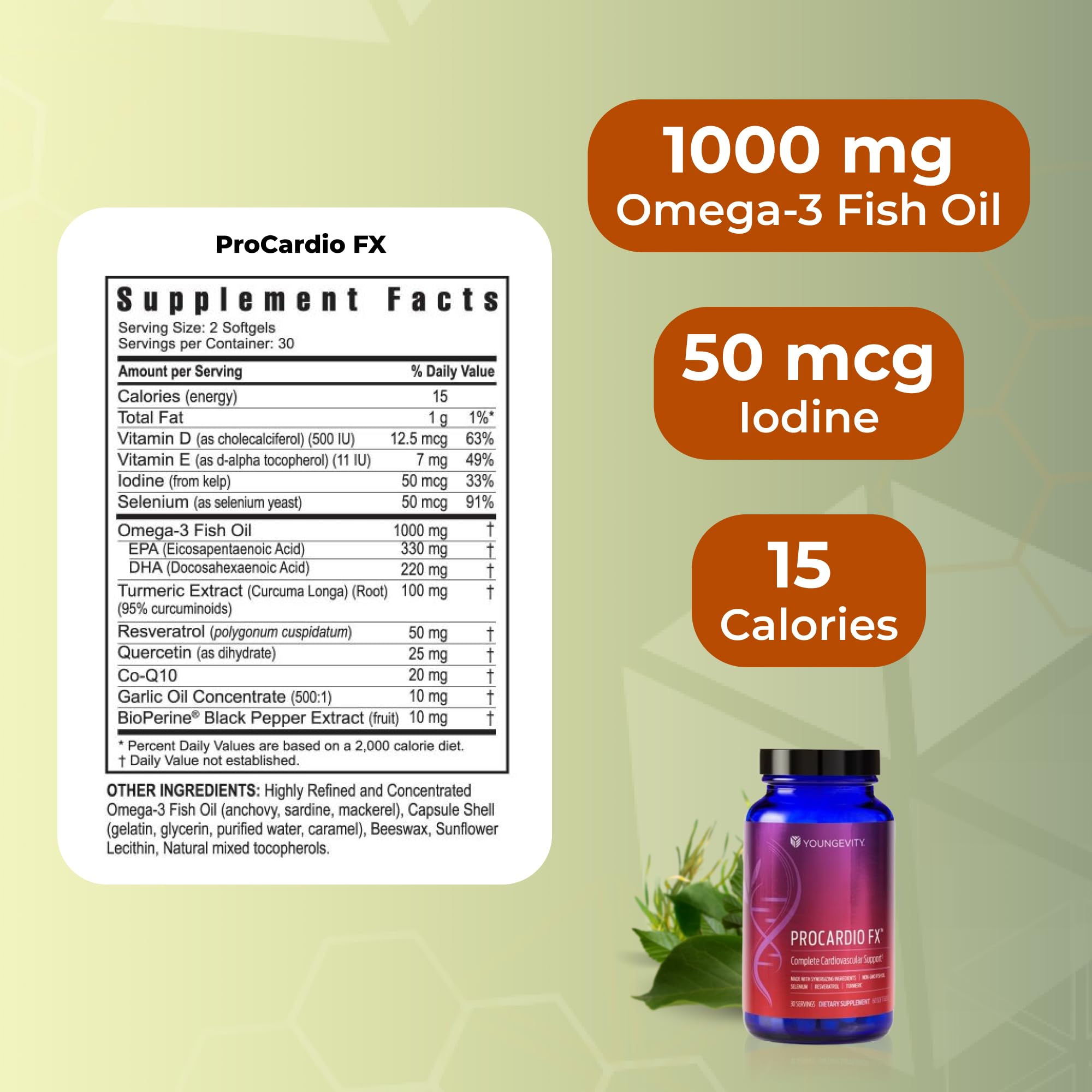 Youngevity ProCardio FX label close-up with routine-use information.