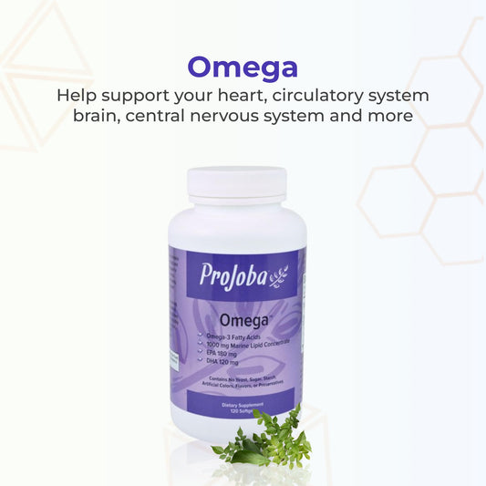 Youngevity Projoba Omega softgels closeup for easy daily omega-3 intake.
