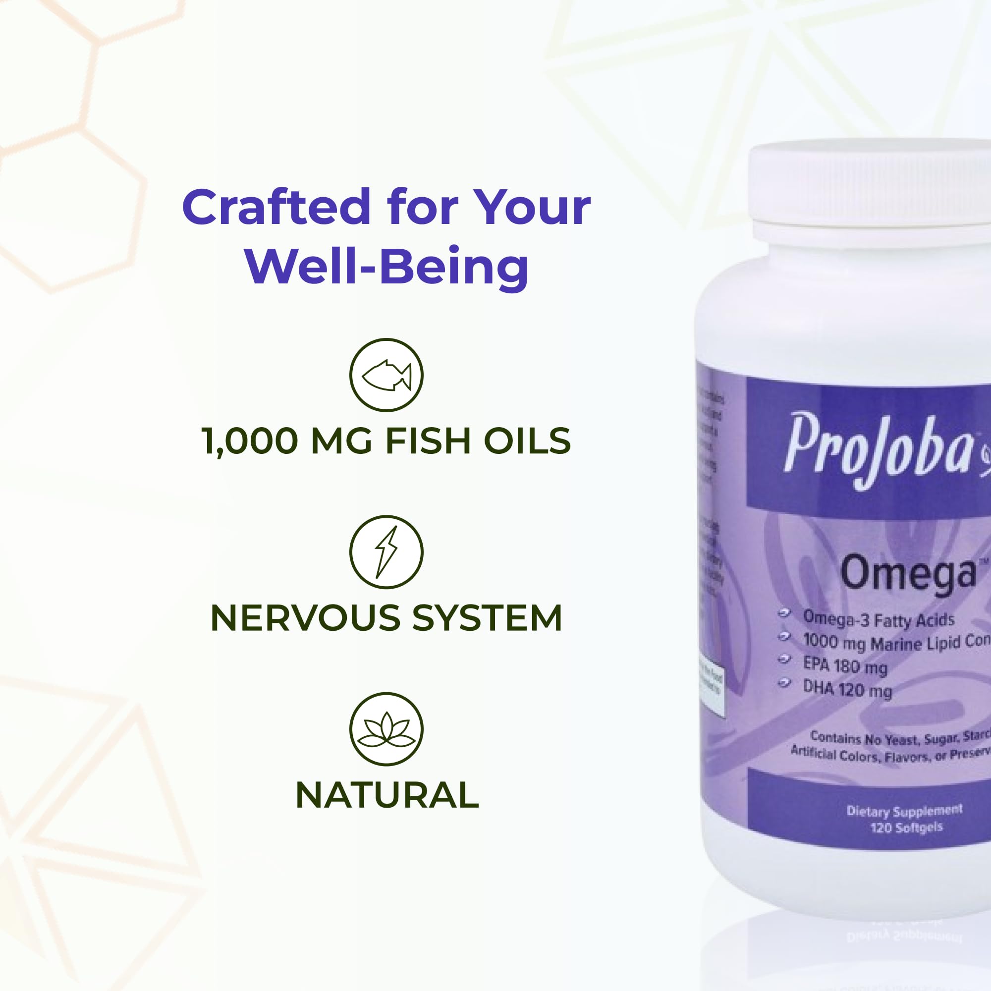 Youngevity Projoba Omega softgels being poured for simple daily use.