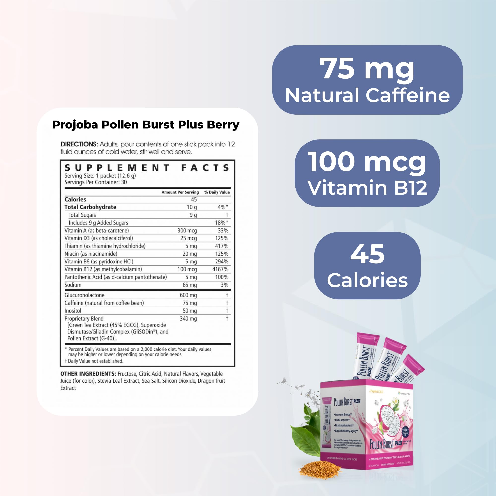 Youngevity ProJoba Pollen Burst GliSODin® antioxidant support for daily vitality.