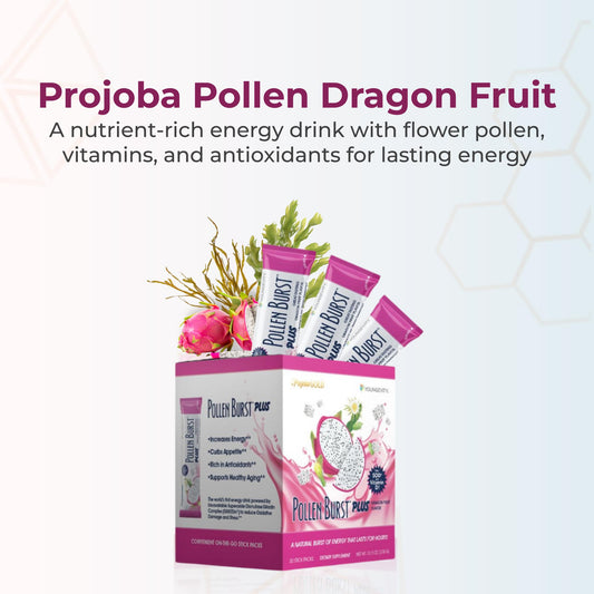 Youngevity ProJoba Pollen Burst with green tea boosts focus during busy days.