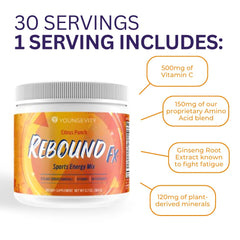 Scooper of Rebound Fx powder measuring nutrients for active performance