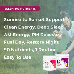 Close-up of Youngevity Rise & Restore label with ingredient highlights.