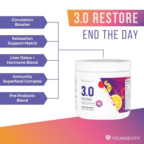 Youngevity Rise & Restore powder scoop ready for daily use.
