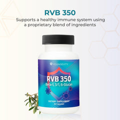 Youngevity RVB 350 capsules close-up emphasizing vegan, gluten-free formula