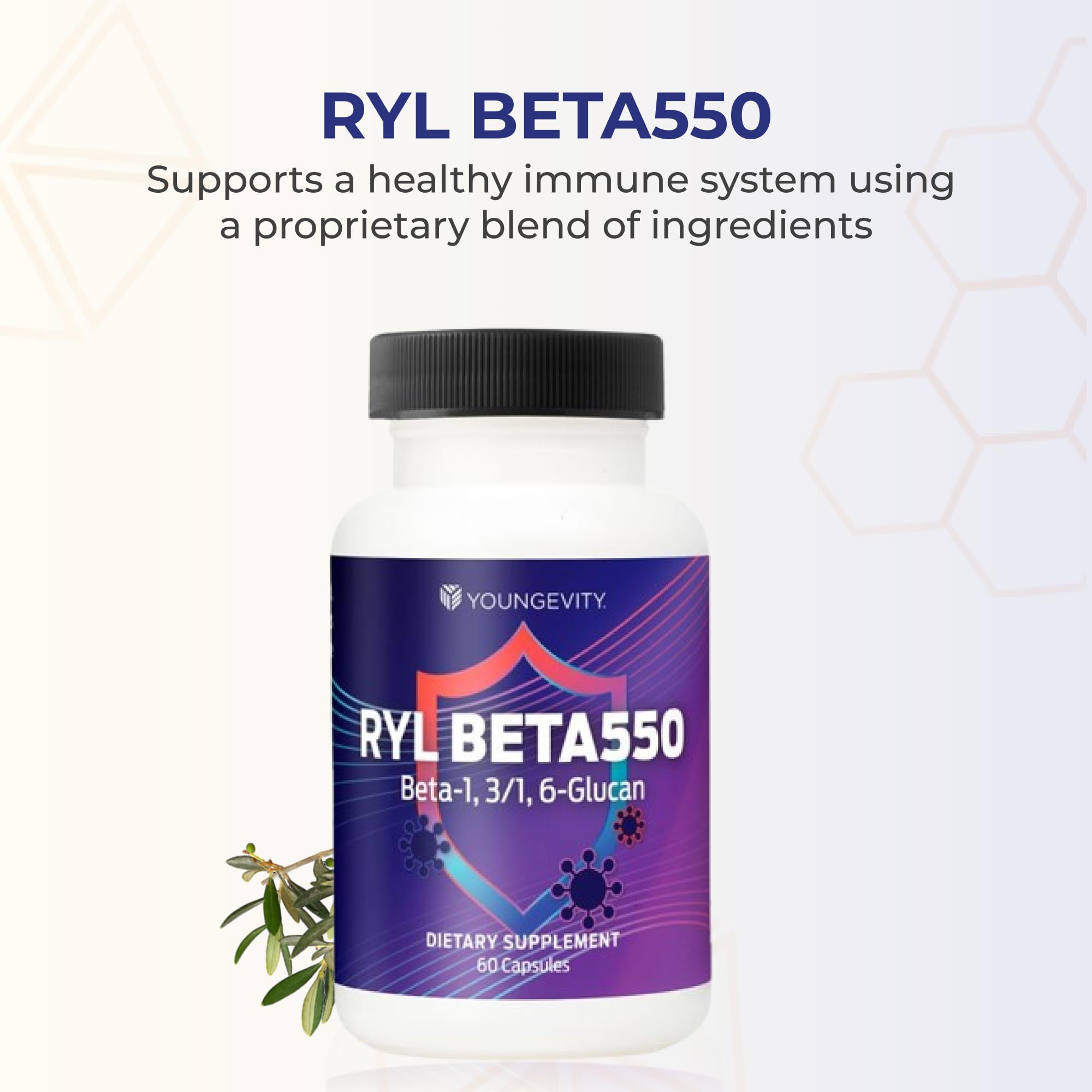 Close-up of Beta550 capsules showing easy-to-swallow design for daily use