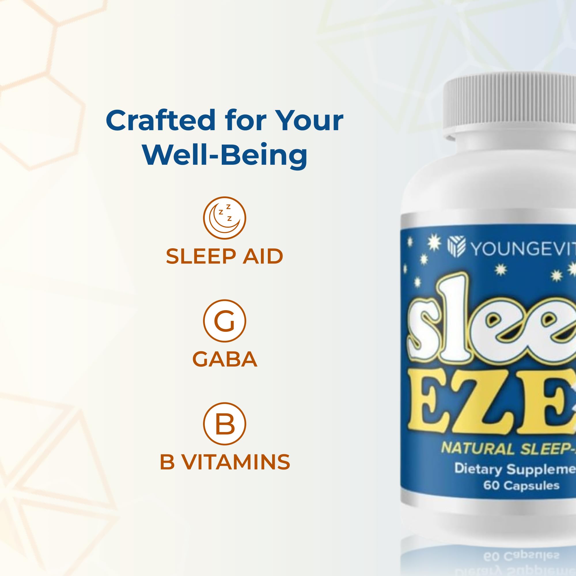 Youngevity Sleep Eze packaging indicates a 60-capsule supply.