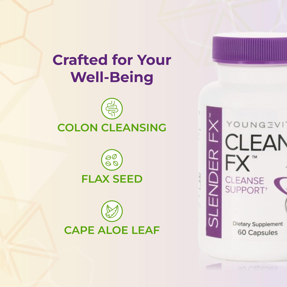 Youngevity Slender Fx Cleanse Fx cape aloe leaf detail suggesting digestive support