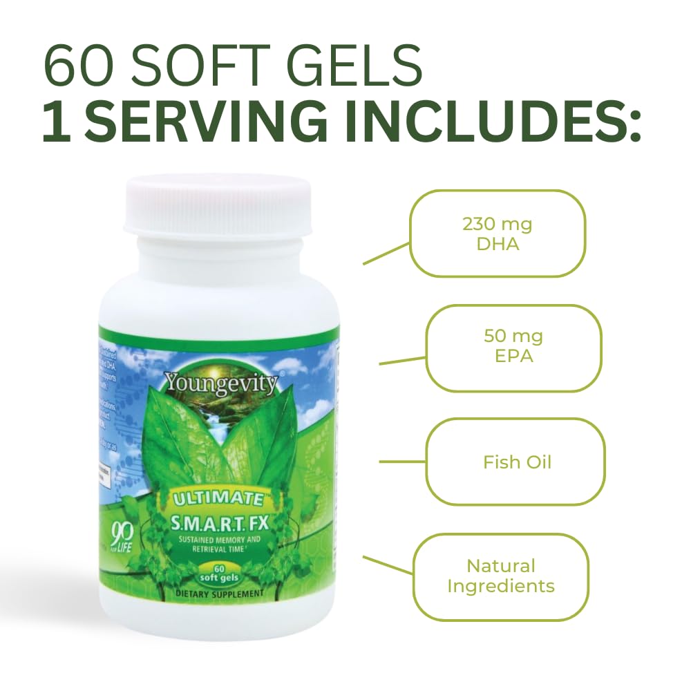 Youngevity S.M.A.R.T. FX label graphic showing omega-3 rich formula.