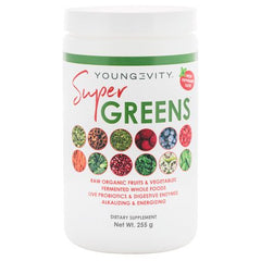 Youngevity Super Greens canister close-up for daily nutrition support.
