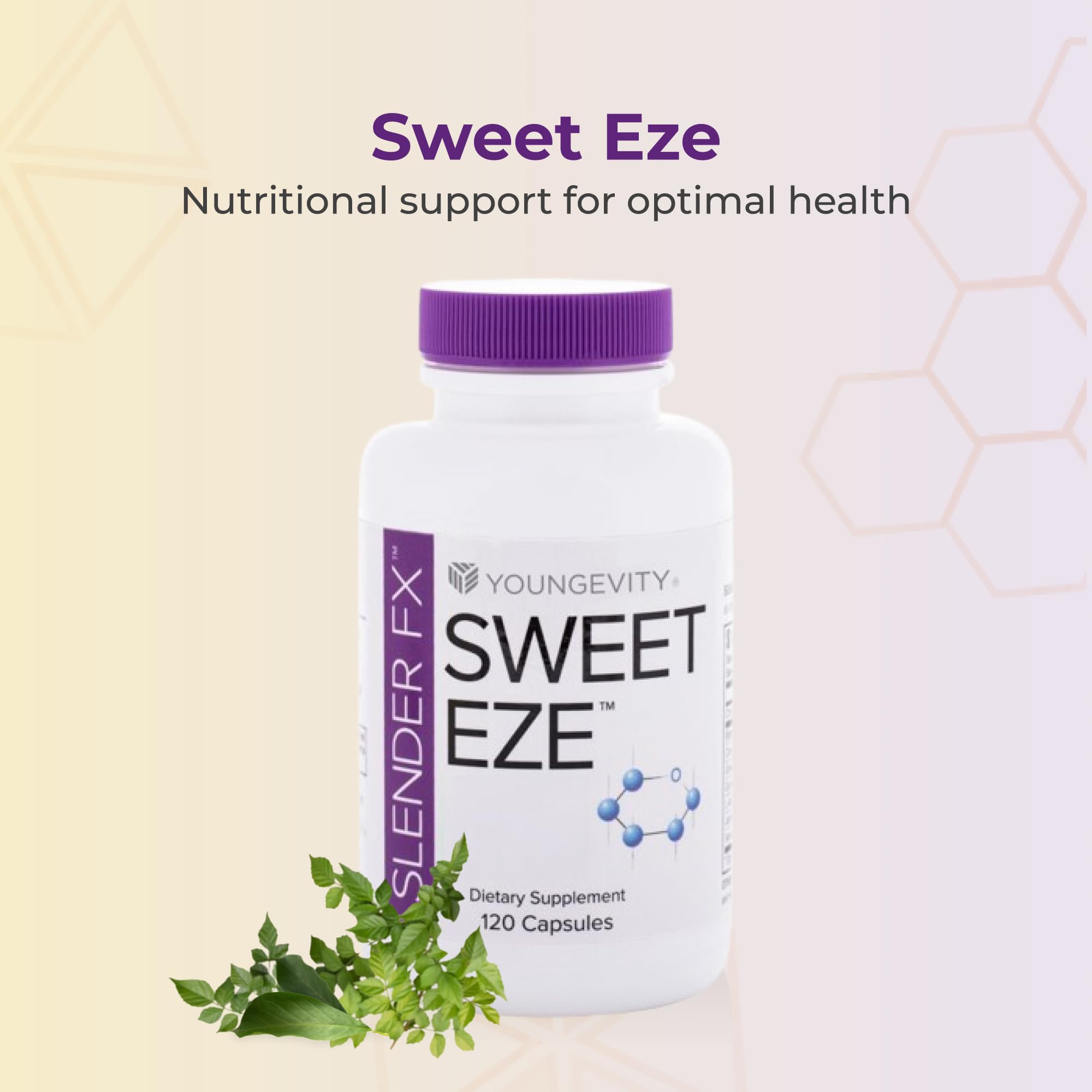 Youngevity Sweet eze capsules displayed for daily supplementation.