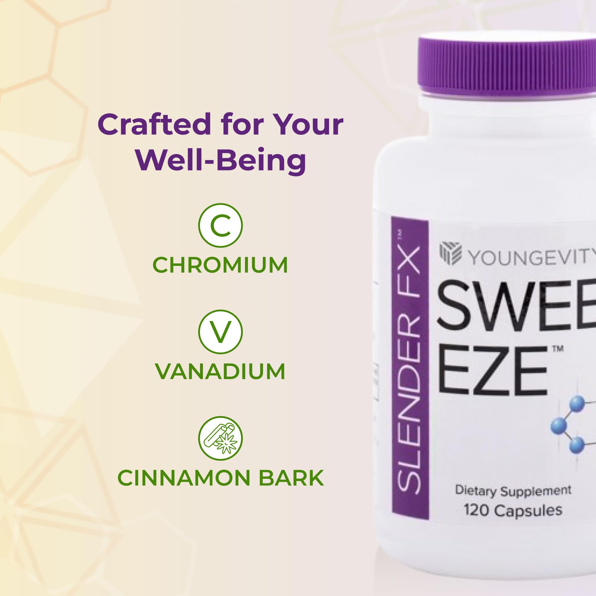Youngevity Sweet eze label details, emphasizing brand quality.