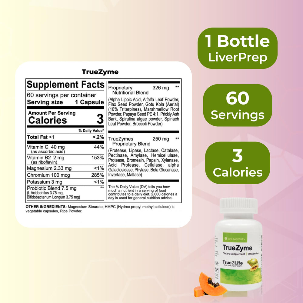 Youngevity TrueCleanse bottle featured for cleansing support.