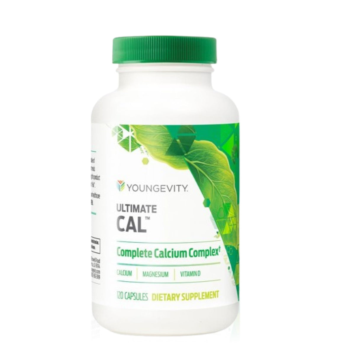 Youngevity Ultimate CAL bottle close-up highlighting calcium support for bone health