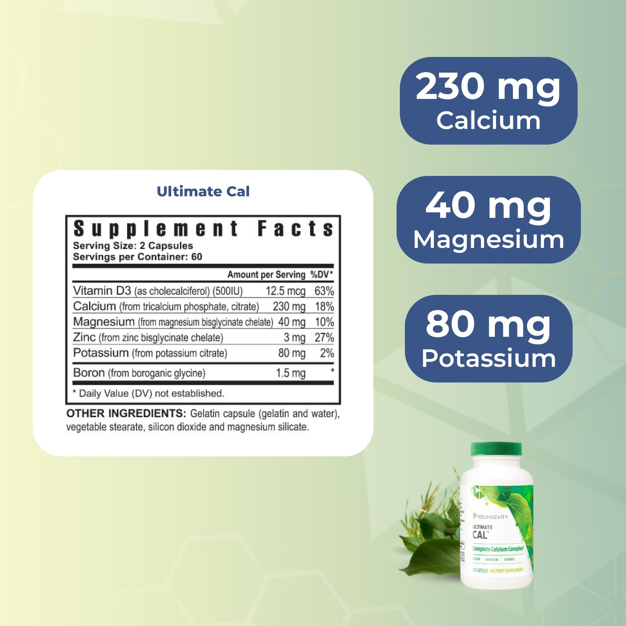Youngevity Ultimate CAL packaging showcasing comprehensive calcium nutrition