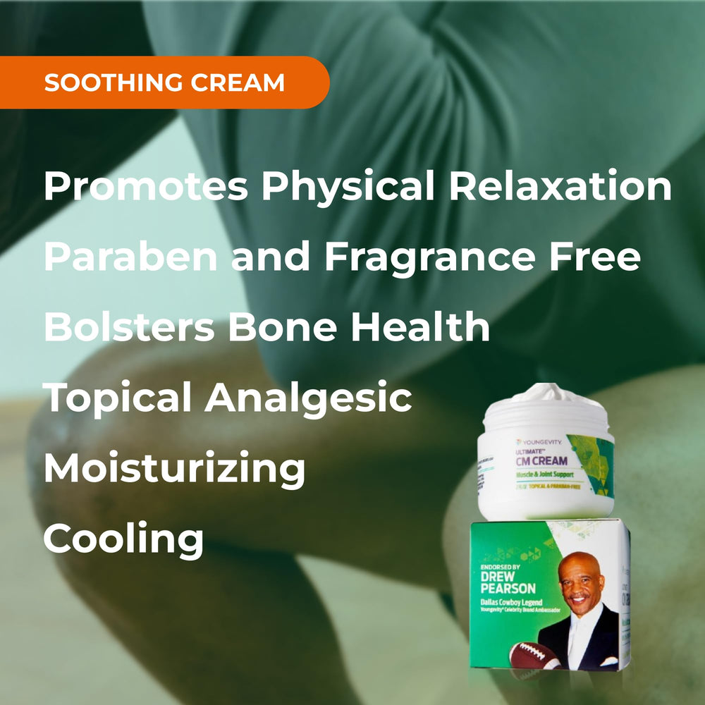Youngevity Ultimate CM Cream being applied to back for comfort.