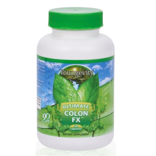 Youngevity Ultimate Colon FX bottle front view, signals natural cleansing support.