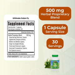 Youngevity Ultimate Colon FX bottle label view, highlights proprietary herbal blend.