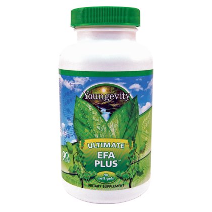 Youngevity Ultimate EFA Plus soft gel capsules in bottle support heart and brain health