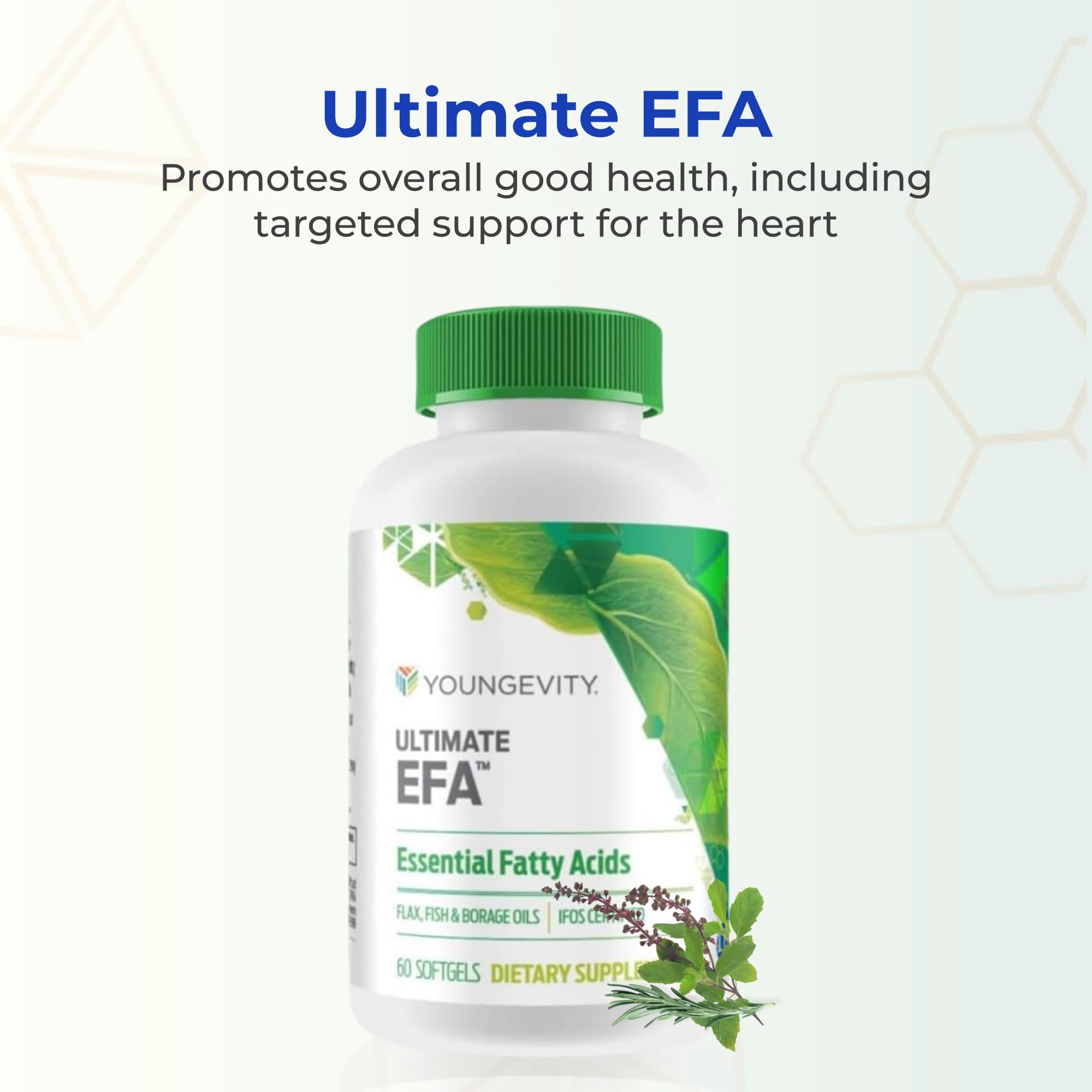 Youngevity Ultimate EFA soft gels close-up showing smooth coating for easy swallowing