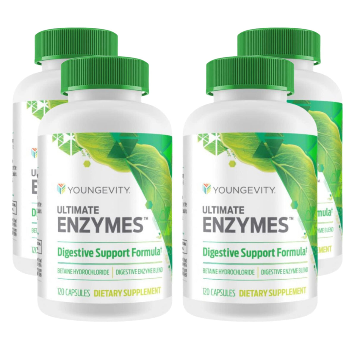 Youngevity Ultimate Enzymes bottle front showing label and branding for enhanced digestion support.
