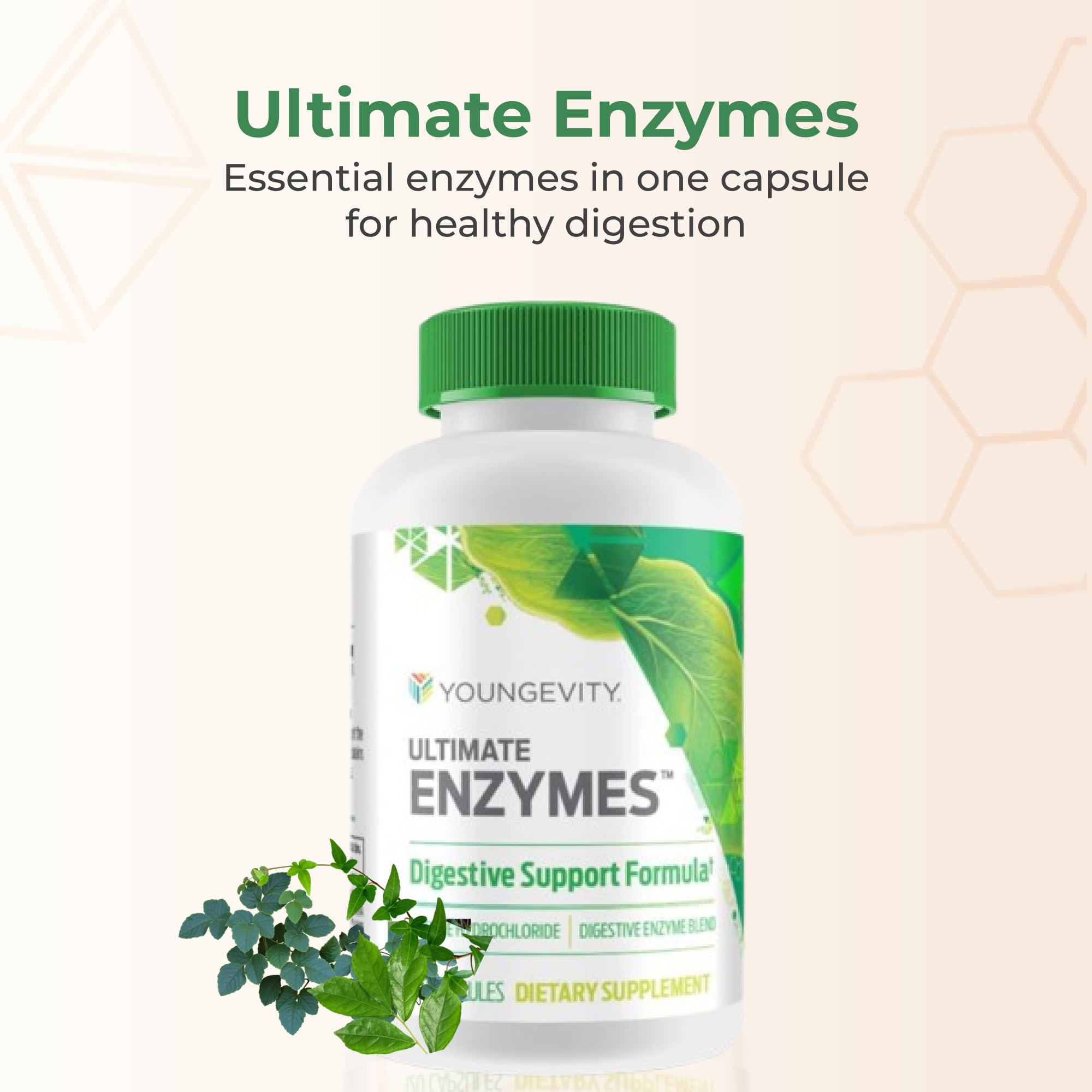 Close up of Youngevity Ultimate Enzymes capsules inside the bottle