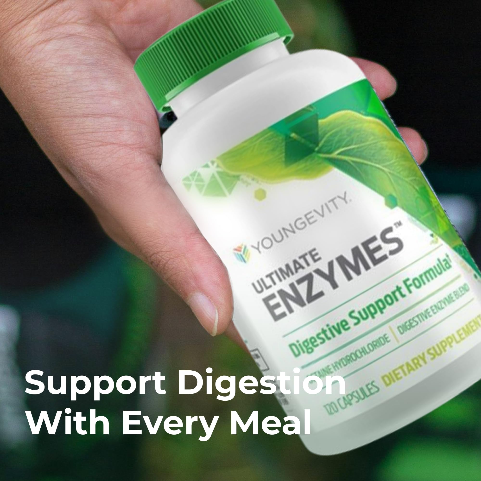Youngevity Ultimate Enzymes packaging with usage instructions visible