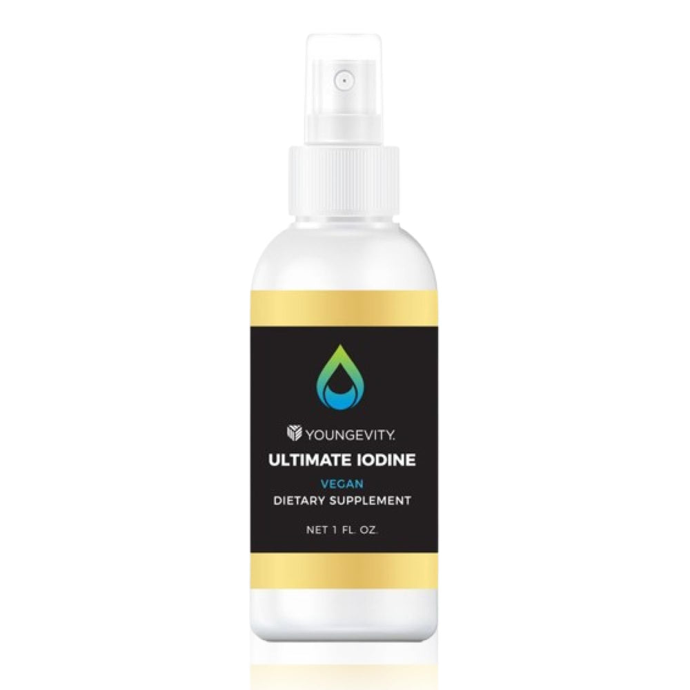 Youngevity Ultimate Iodine bottle front showing vegan liquid supplement for daily energy support