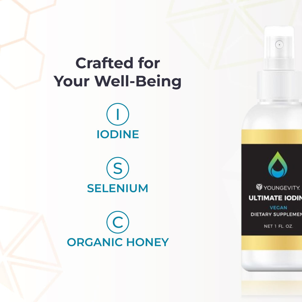 Youngevity Ultimate Iodine on kitchen counter ready for a simple daily wellness routine